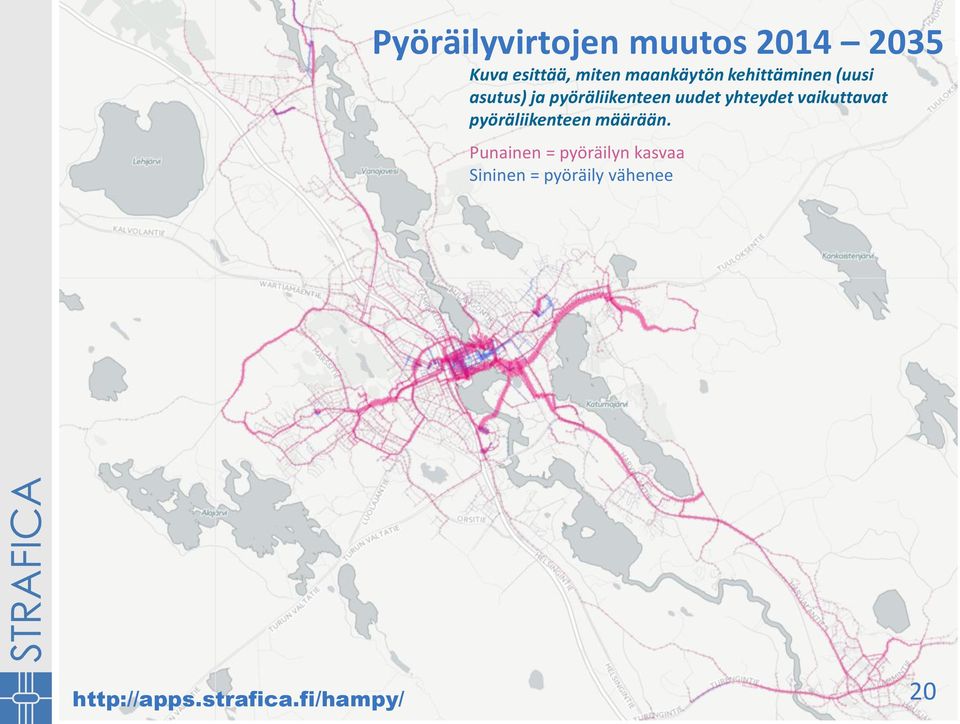 yhteydet vaikuttavat pyöräliikenteen määrään.