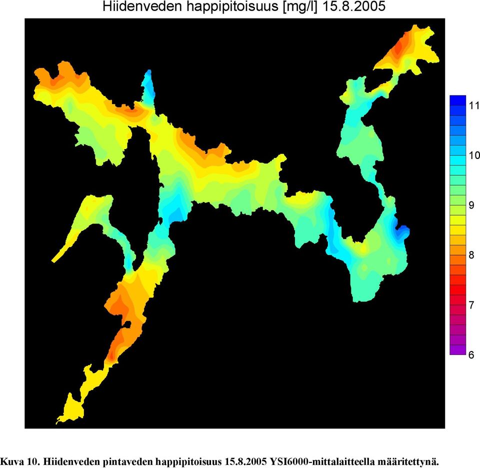 Hiidenveden pintaveden happipitoisuus