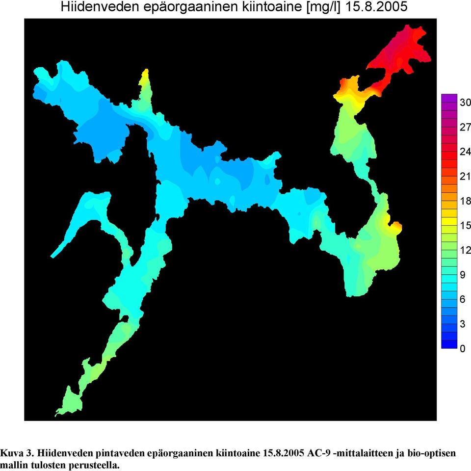 Hiidenveden pintaveden epäorgaaninen kiintoaine 15.8.