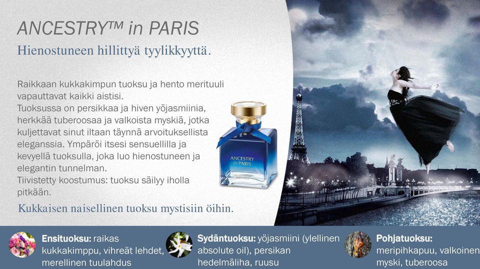 Ympäröi itsesi sensuellilla ja kevyellä tuoksulla, joka luo hienostuneen ja elegantin tunnelman. Tiivistetty koostumus: tuoksu säilyy iholla pitkään.