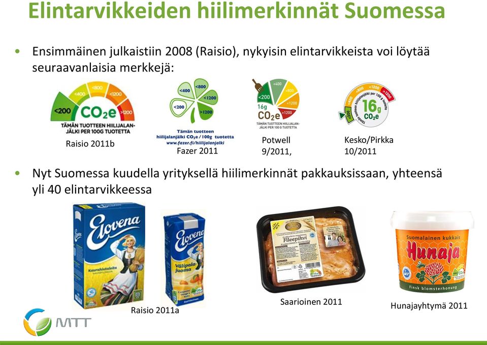 Potwell 9/2011, Kesko/Pirkka 10/2011 Nyt Suomessa kuudella yrityksellä hiilimerkinnät