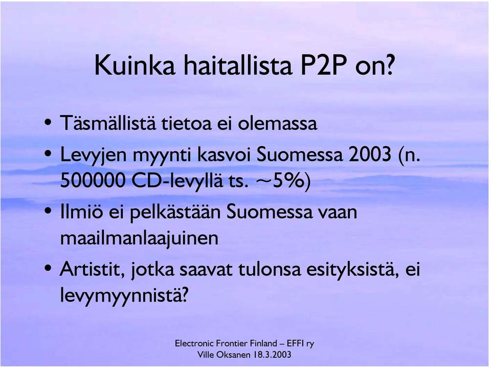 Suomessa 2003 (n. 500000 CD-levyllä ts.