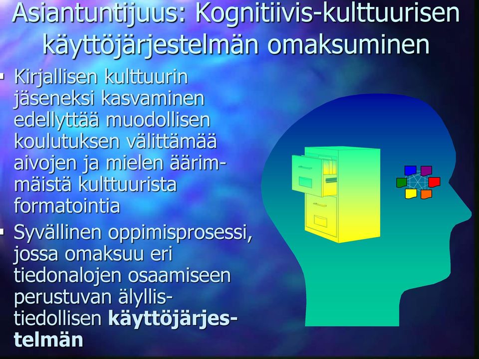 aivojen ja mielen äärimmäistä kulttuurista formatointia Syvällinen oppimisprosessi,