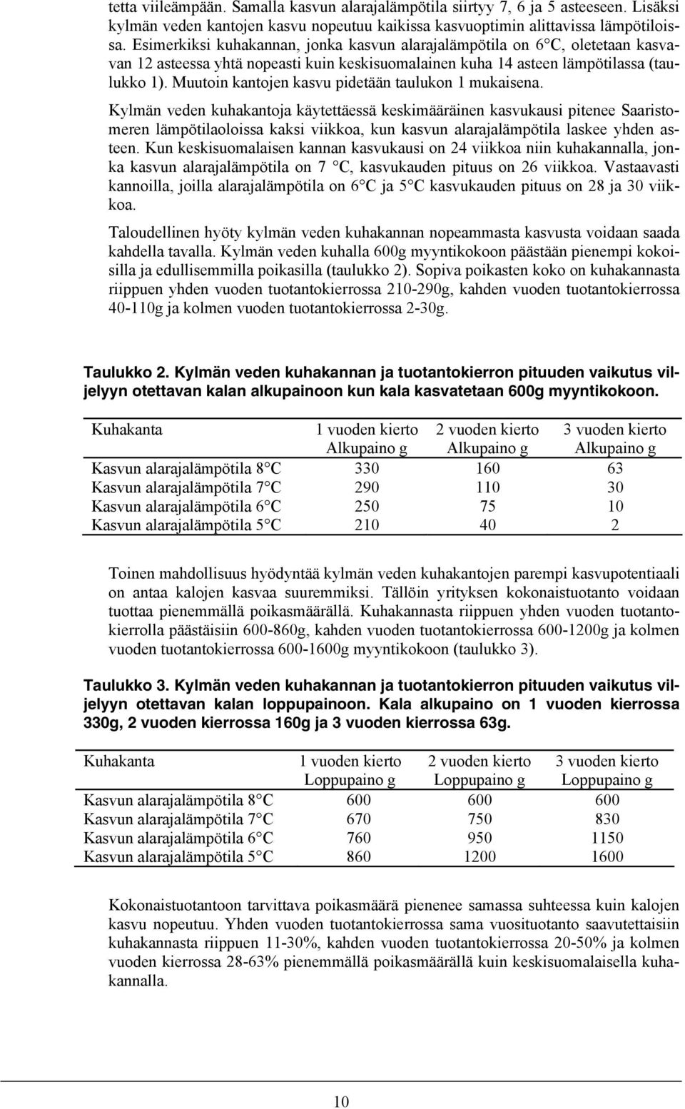 Muutoin kantojen kasvu pidetään taulukon 1 mukaisena.