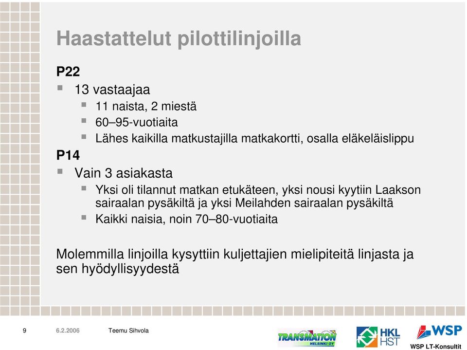 etukäteen, yksi nousi kyytiin Laakson sairaalan pysäkiltä ja yksi Meilahden sairaalan pysäkiltä Kaikki