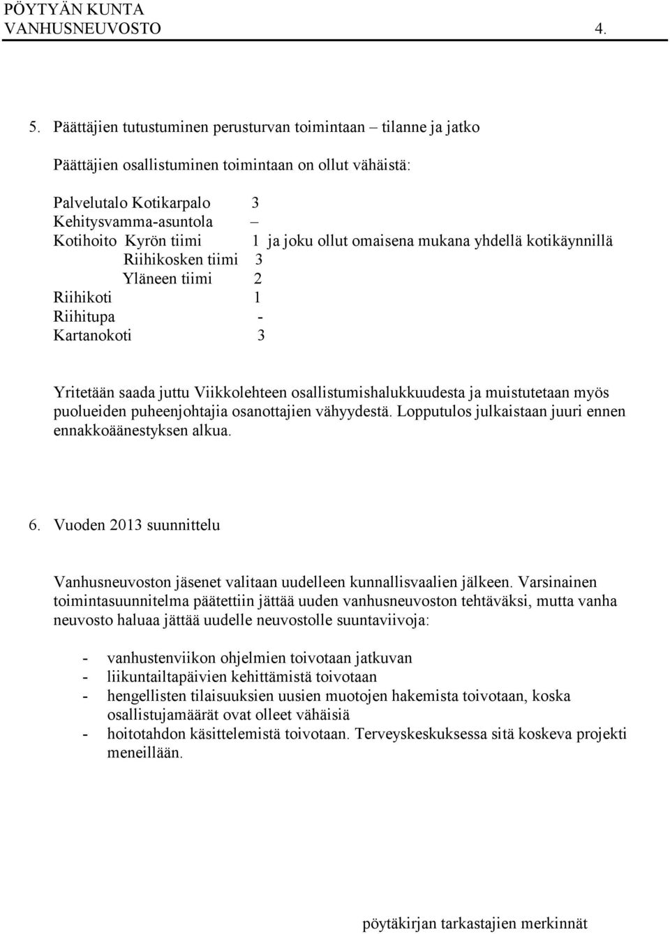 ollut omaisena mukana yhdellä kotikäynnillä Riihikosken tiimi 3 Yläneen tiimi 2 Riihikoti 1 Riihitupa - Kartanokoti 3 Yritetään saada juttu Viikkolehteen osallistumishalukkuudesta ja muistutetaan