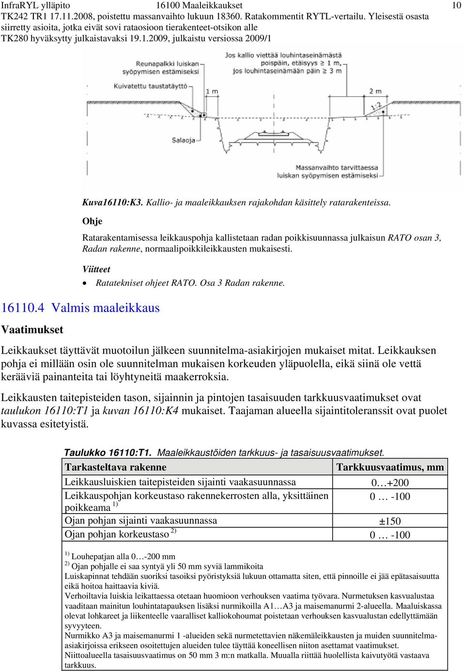 4 Valmis maaleikkaus Leikkaukset täyttävät muotoilun jälkeen suunnitelma-asiakirjojen mukaiset mitat.