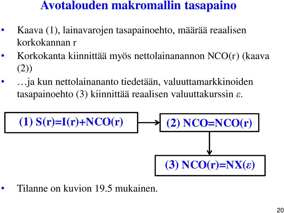 nettolainananto tiedetään, valuuttamarkkinoiden tasapainoehto (3) kiinnittää reaalisen