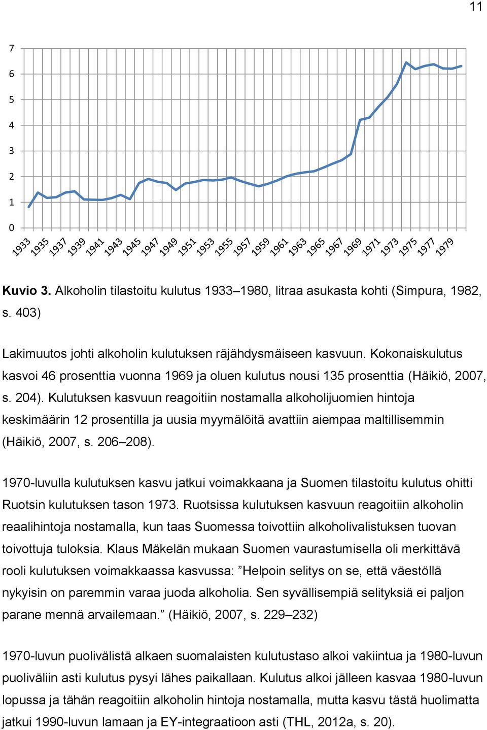 Kulutuksen kasvuun reagoitiin nostamalla alkoholijuomien hintoja keskimäärin 12 prosentilla ja uusia myymälöitä avattiin aiempaa maltillisemmin (Häikiö, 2007, s. 206 208).