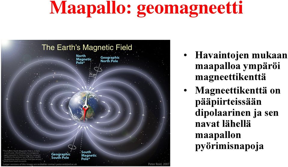 Magneettikenttä on pääpiirteissään