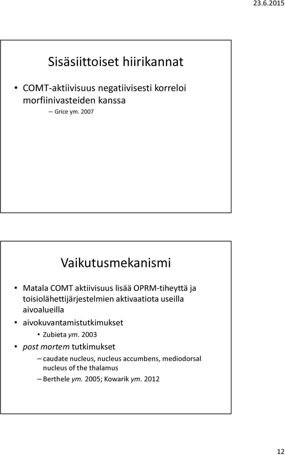 aktivaatiota useilla aivoalueilla aivokuvantamistutkimukset Zubieta ym.