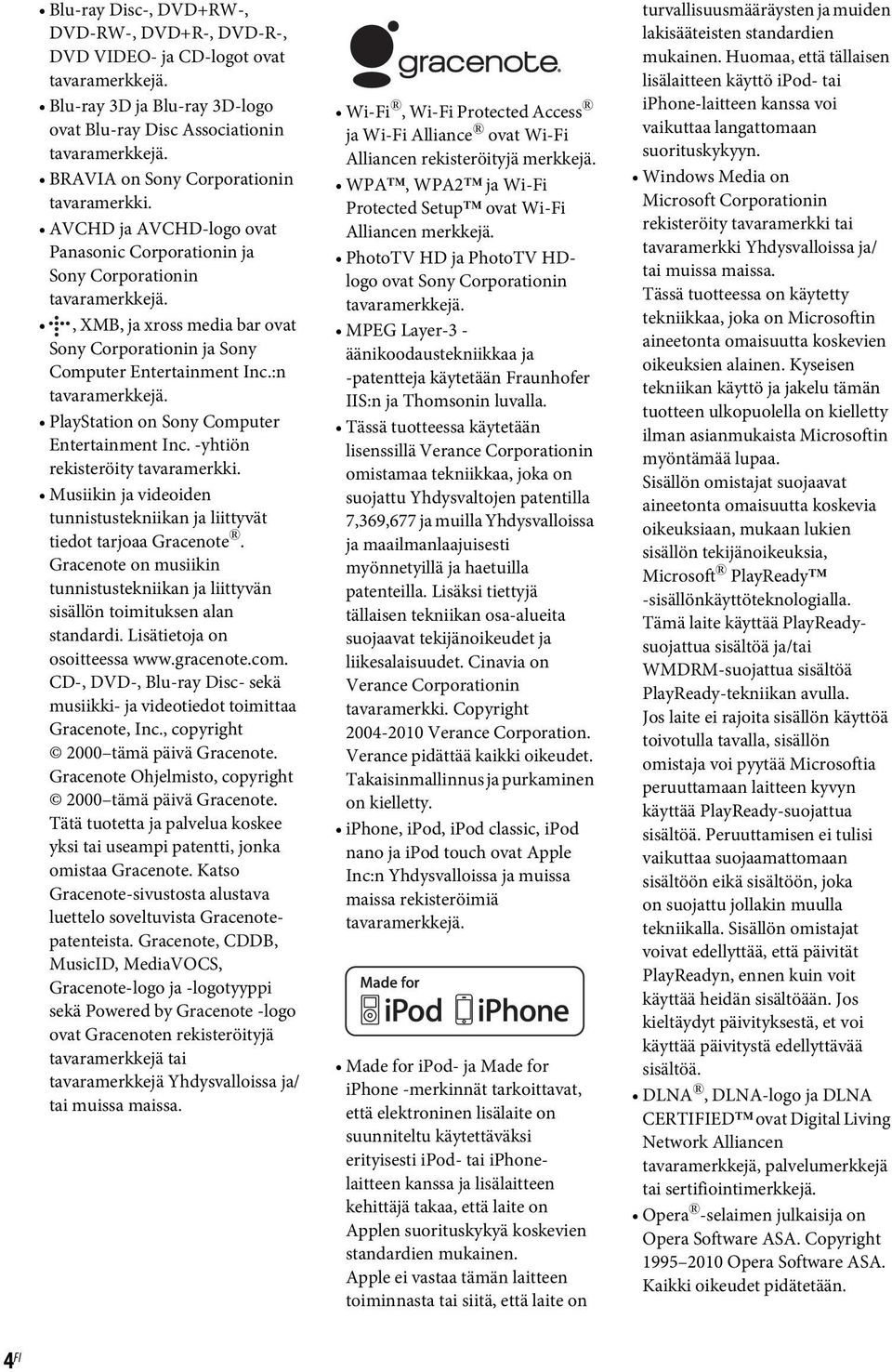 , XMB, ja xross media bar ovat Sony Corporationin ja Sony Computer Entertainment Inc.:n tavaramerkkejä. PlayStation on Sony Computer Entertainment Inc. -yhtiön rekisteröity tavaramerkki.
