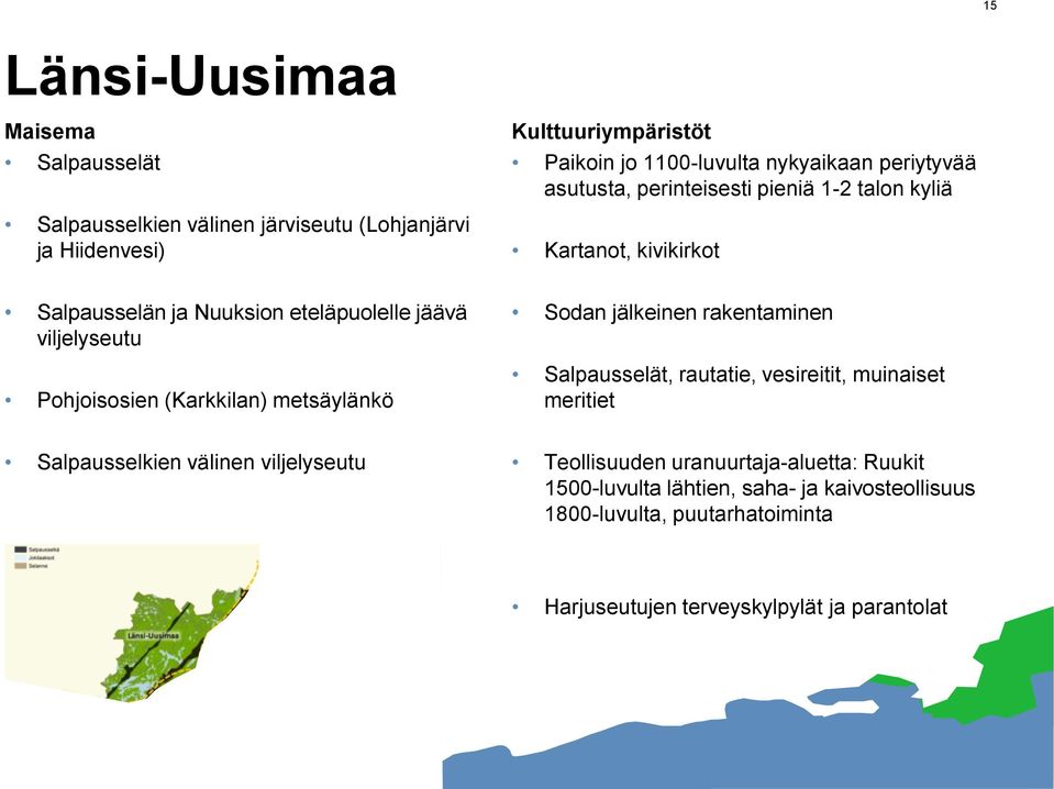 Pohjoisosien (Karkkilan) metsäylänkö Sodan jälkeinen rakentaminen Salpausselät, rautatie, vesireitit, muinaiset meritiet Salpausselkien välinen