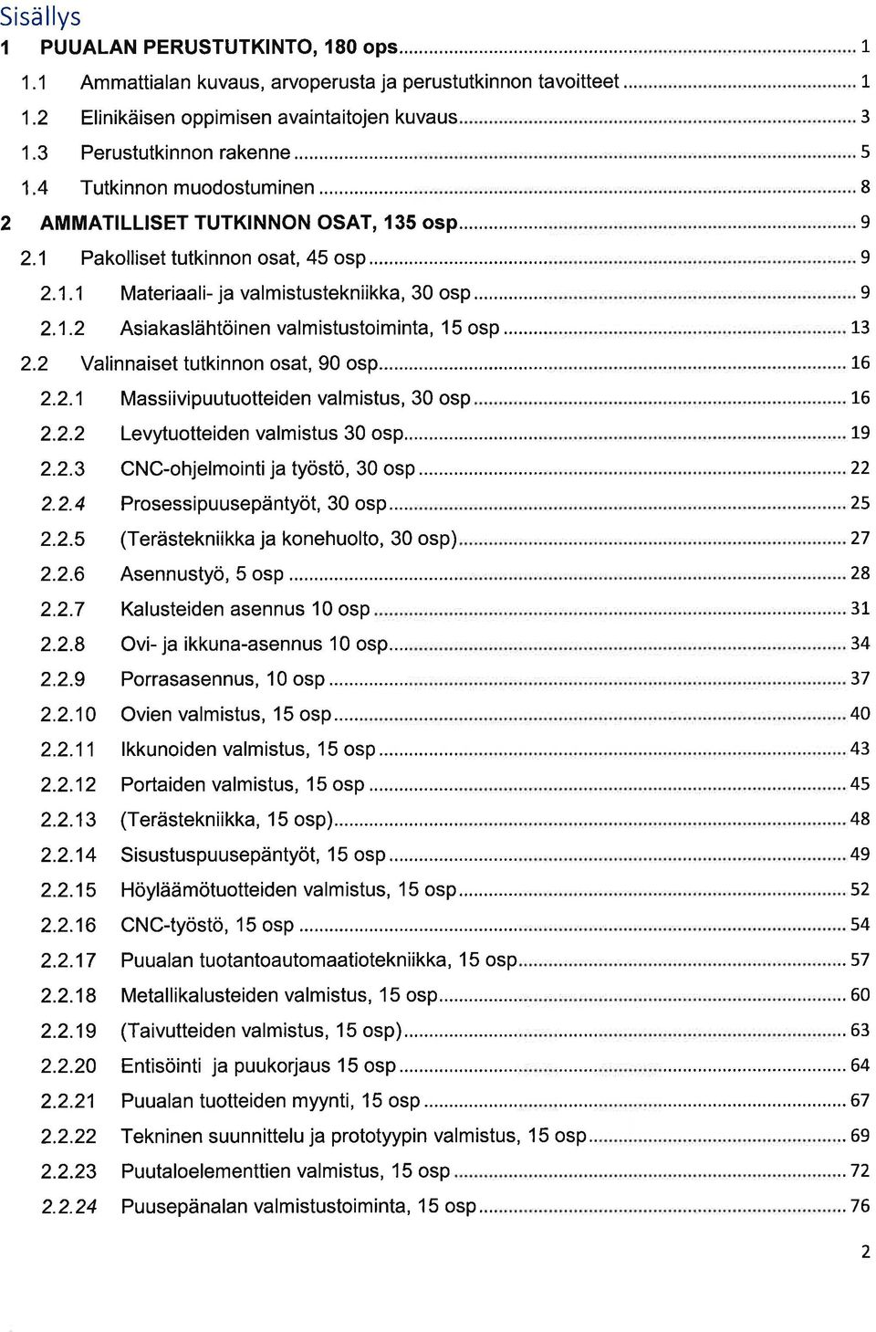.. 2.2 Vlinniset tutkinnon ost, 90 osp... 2.2.1 Mssiivipuutuotteidenvlmistus,30osp 2.2.2 Levytuotteiden vlmistus 30 osp... 2.2.3 CNC-ohjelmointij työstö, 30 osp 2.2.4 Prosessipuusepäntyöt,30osp... 2.2.5 2.