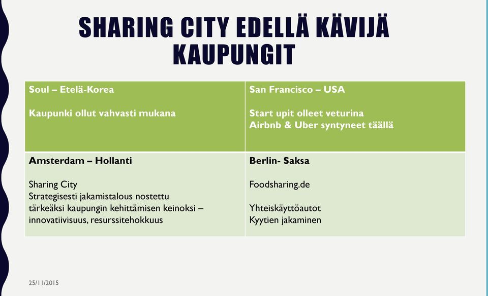 Sharing City Strategisesti jakamistalous nostettu tärkeäksi kaupungin kehittämisen keinoksi