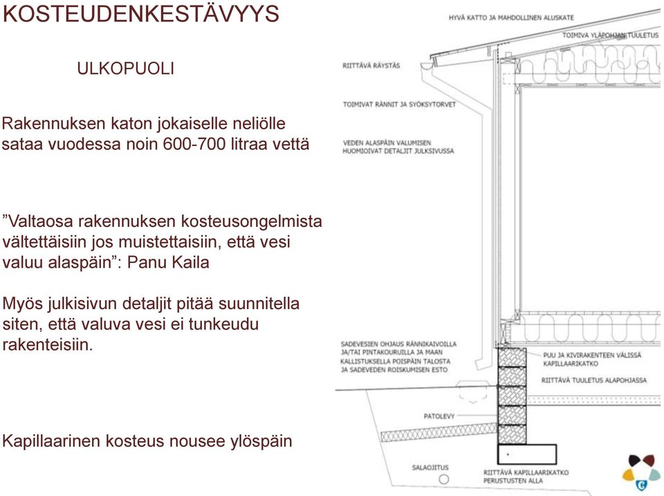 muistettaisiin, että vesi valuu alaspäin : Panu Kaila Myös julkisivun detaljit pitää