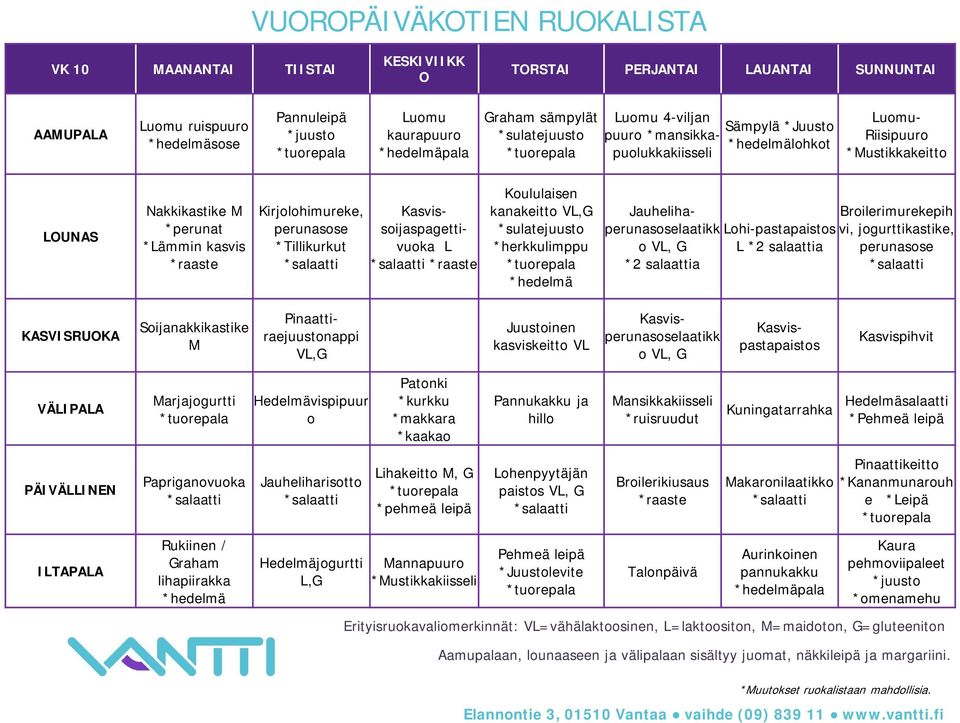 *herkkulimppu Jauhelihalaatikk o V, *2 salaattia ohi-pastapaistos *2 salaattia Broilerimurekepih vi, jogurttikastike, Soijanakkikastike Pinaattiraejuustonappi V, Juustoinen kasviskeitto V