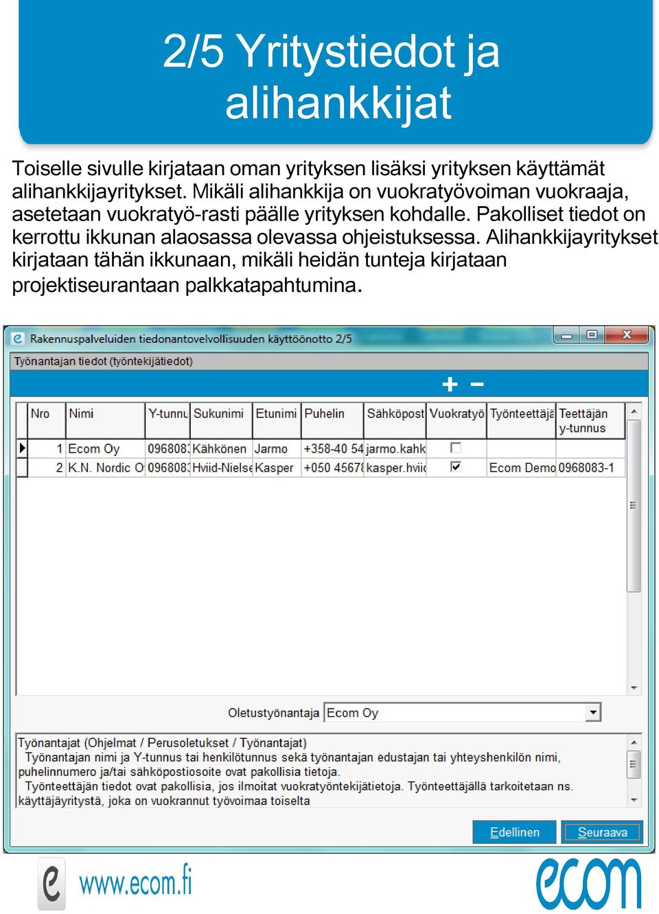 Mikäli alihankkija on vuokratyövoiman vuokraaja, asetetaan vuokratyö-rasti päälle yrityksen kohdalle.