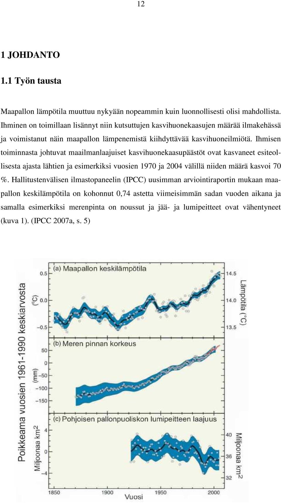 Ihmisen toiminnasta johtuvat maailmanlaajuiset kasvihuonekaasupäästöt ovat kasvaneet esiteollisesta ajasta lähtien ja esimerkiksi vuosien 1970 ja 2004 välillä niiden määrä kasvoi 70 %.