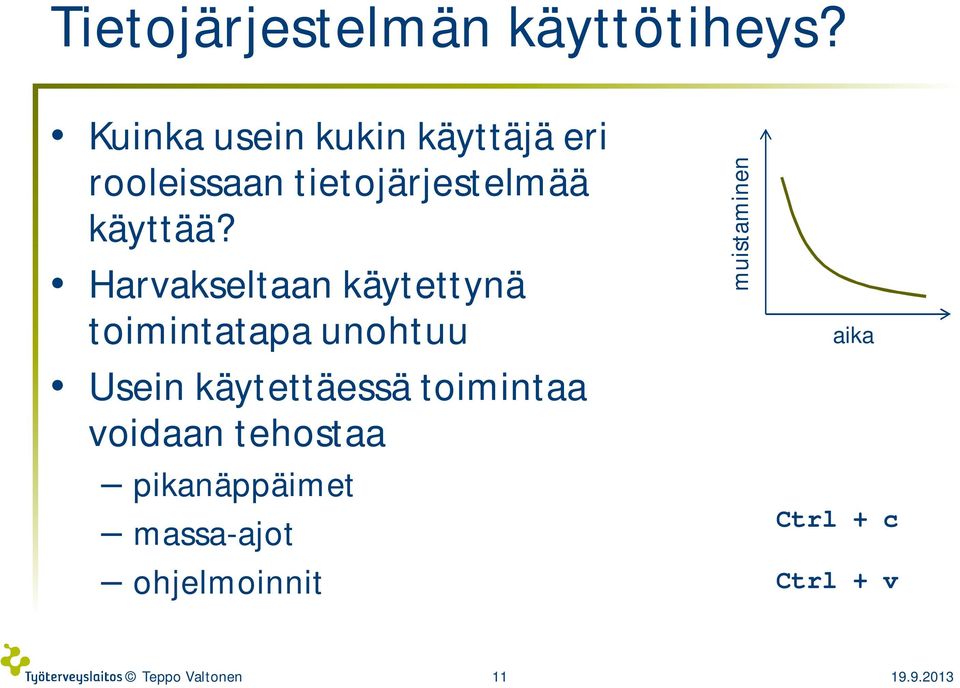 Harvakseltaan käytettynä toimintatapa unohtuu Usein käytettäessä