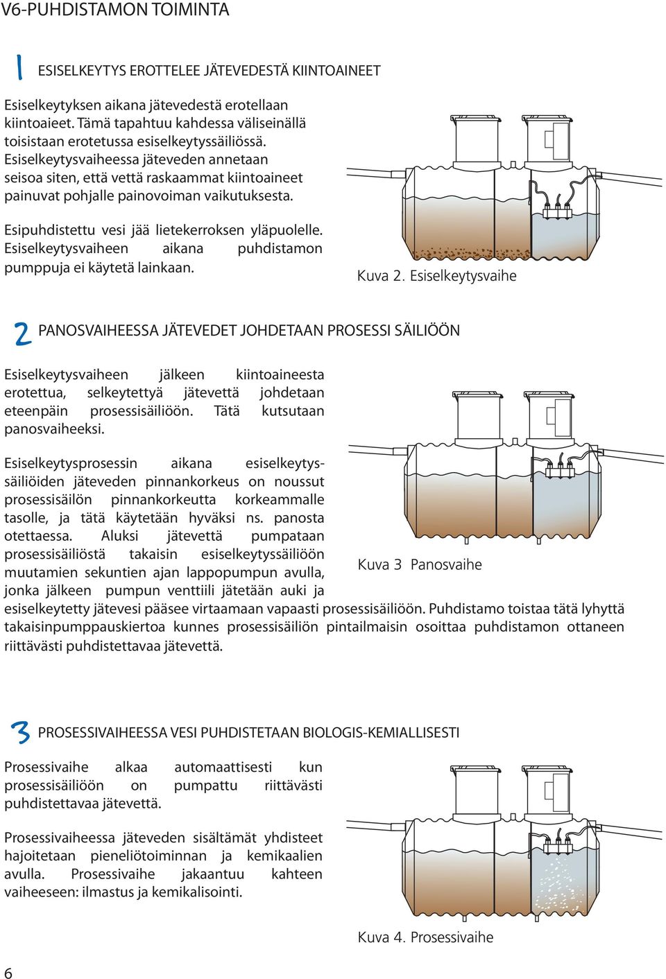 Esiselkeytysvaiheessa jäteveden annetaan seisoa siten, että vettä raskaammat kiintoaineet painuvat pohjalle painovoiman vaikutuksesta. Esipuhdistettu vesi jää lietekerroksen yläpuolelle.