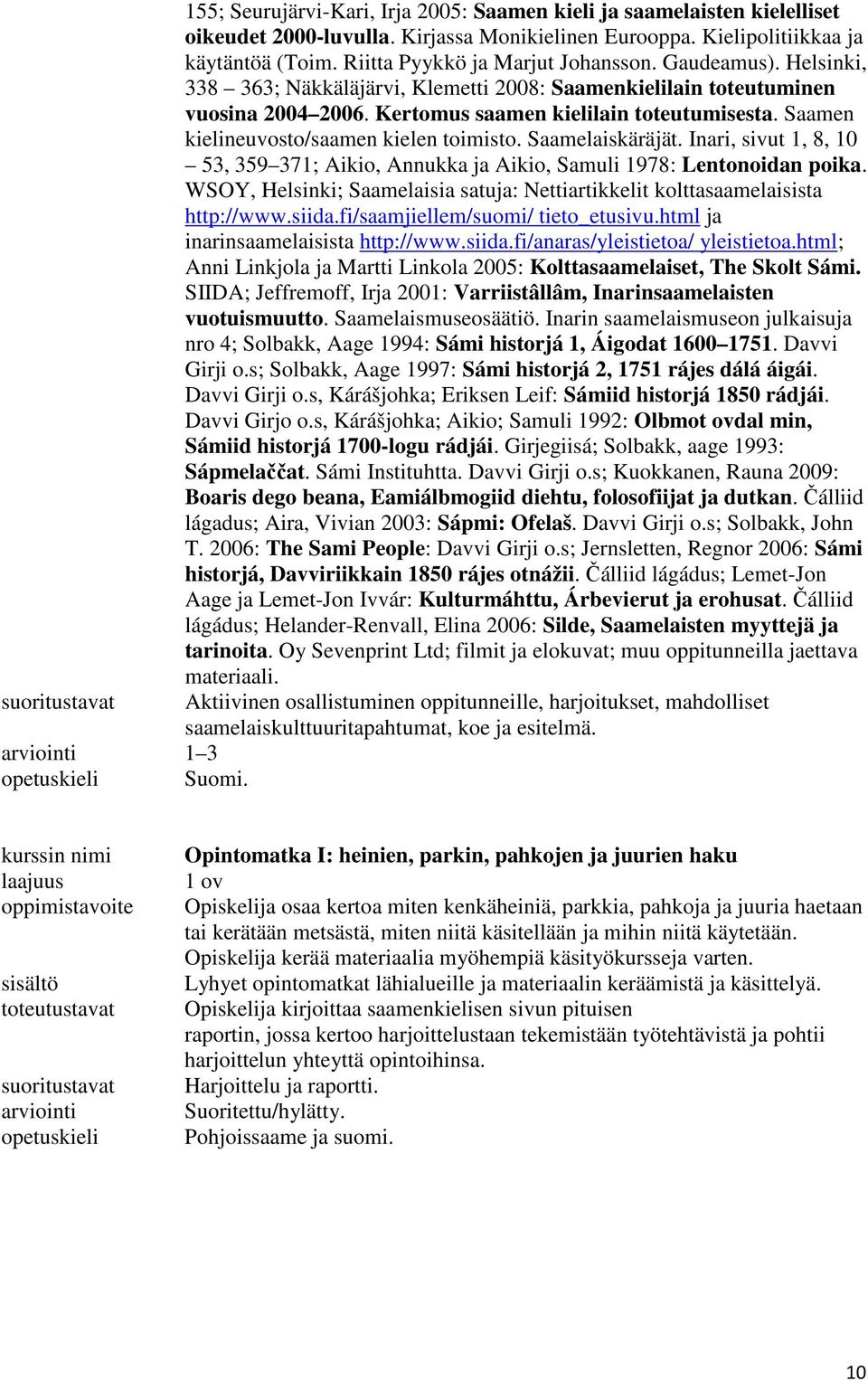 Saamen kielineuvosto/saamen kielen toimisto. Saamelaiskäräjät. Inari, sivut 1, 8, 10 53, 359 371; Aikio, Annukka ja Aikio, Samuli 1978: Lentonoidan poika.