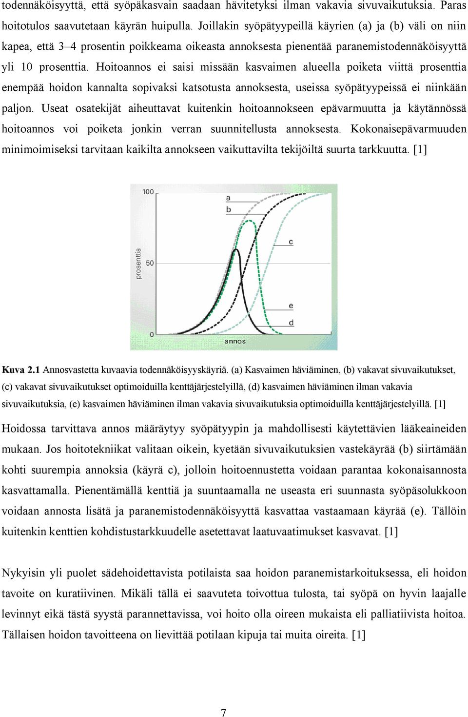 Hoitoannos ei saisi missään kasvaimen alueella poiketa viittä prosenttia enempää hoidon kannalta sopivaksi katsotusta annoksesta, useissa syöpätyypeissä ei niinkään paljon.