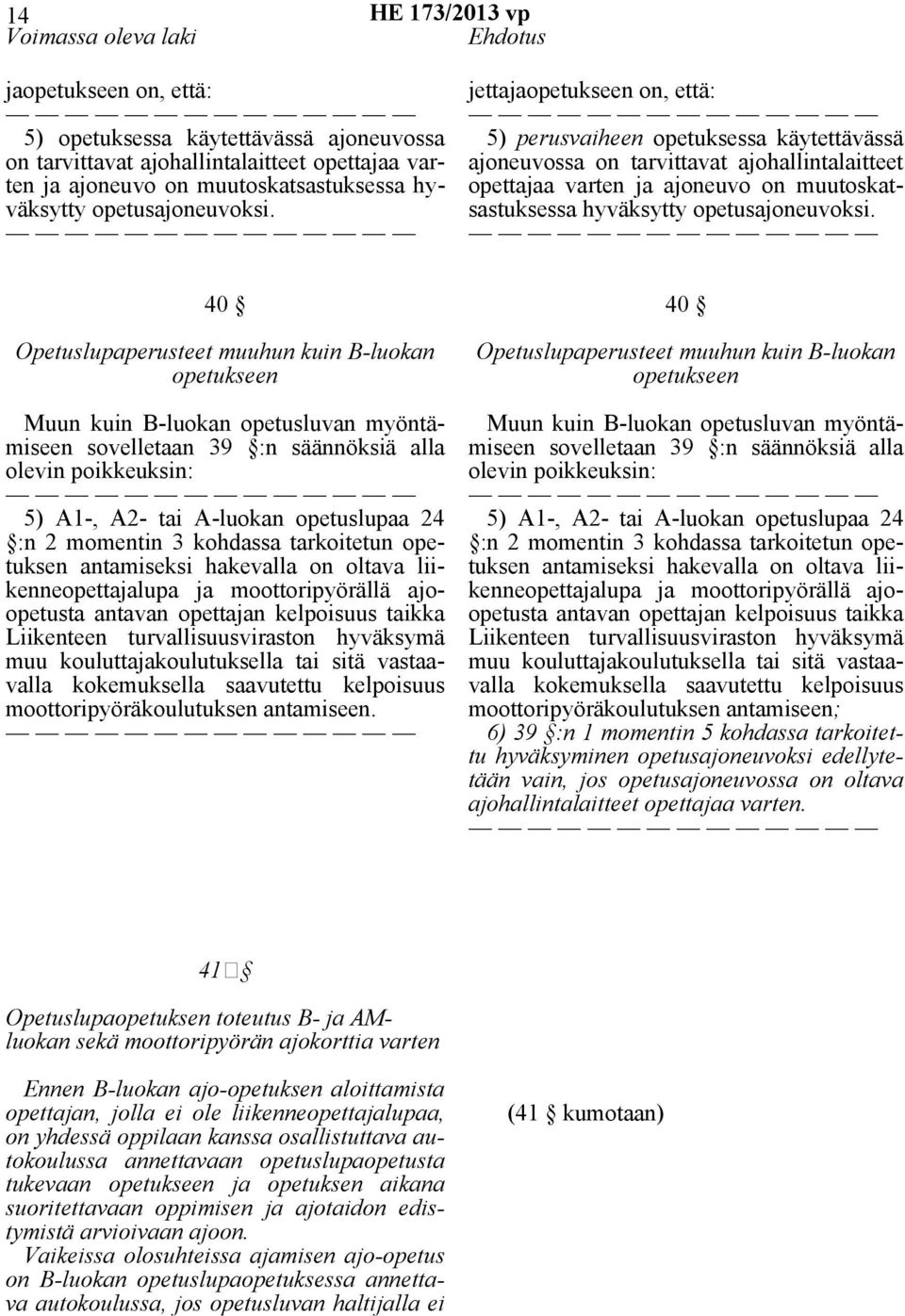 jettajaopetukseen on, että: 5) perusvaiheen opetuksessa käytettävässä ajoneuvossa on tarvittavat ajohallintalaitteet opettajaa varten ja ajoneuvo on muutoskatsastuksessa hyväksytty  40