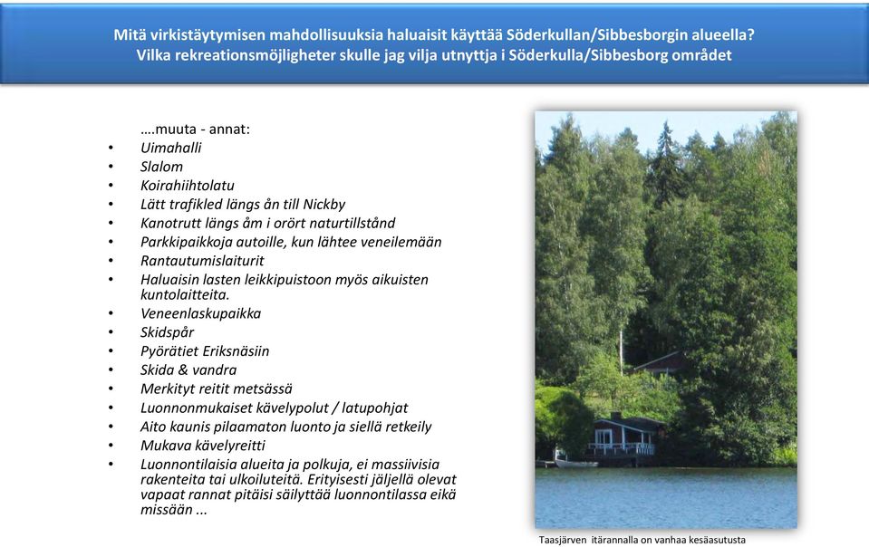 Haluaisin lasten leikkipuistoon myös aikuisten kuntolaitteita.