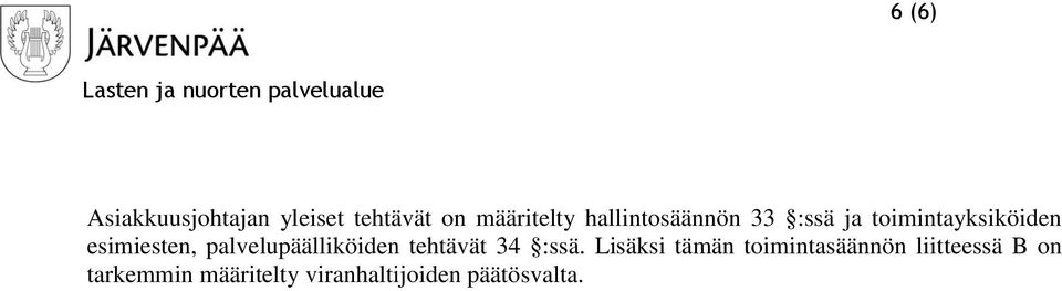 palvelupäälliköiden tehtävät 34 :ssä.