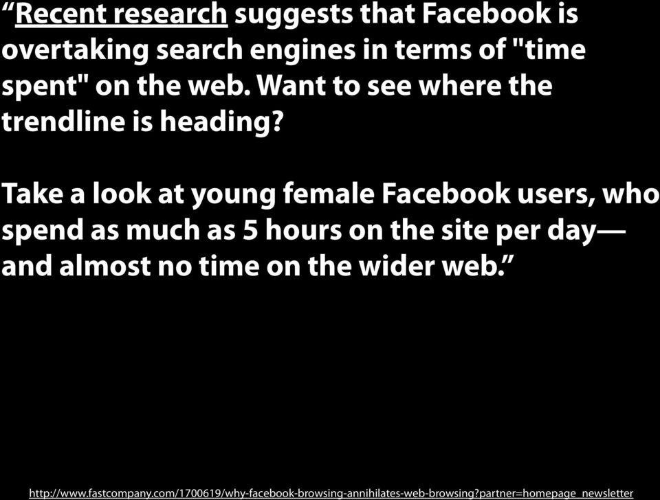 Take a look at young female Facebook users, who spend as much as 5 hours on the site per day and