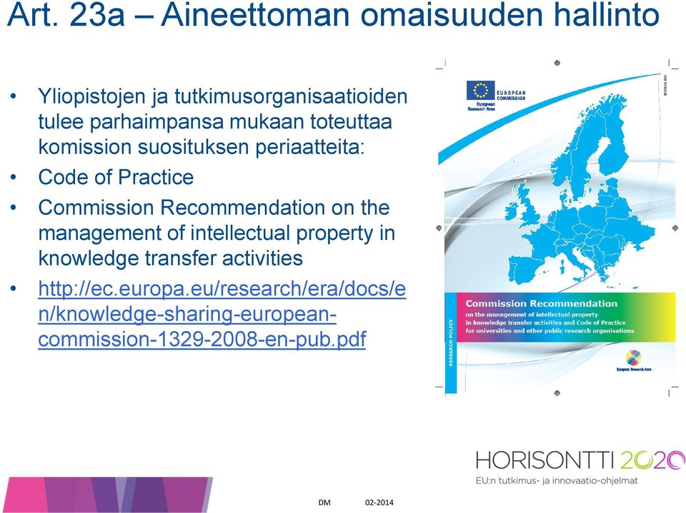 Commission Recommendation on the management of intellectual property in knowledge transfer