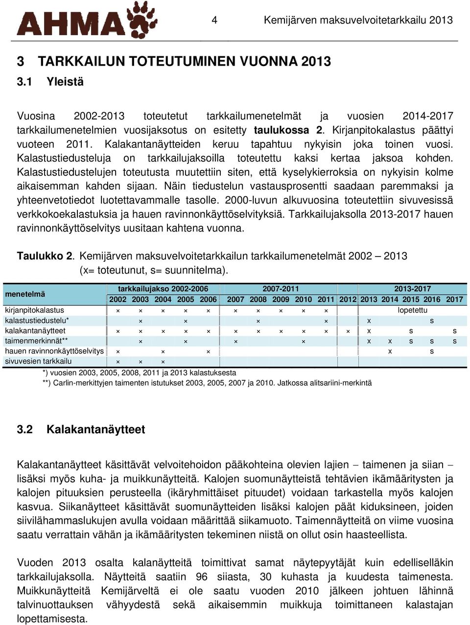 Kalakantanäytteiden keruu tapahtuu nykyisin joka toinen vuosi. Kalastustiedusteluja on tarkkailujaksoilla toteutettu kaksi kertaa jaksoa kohden.