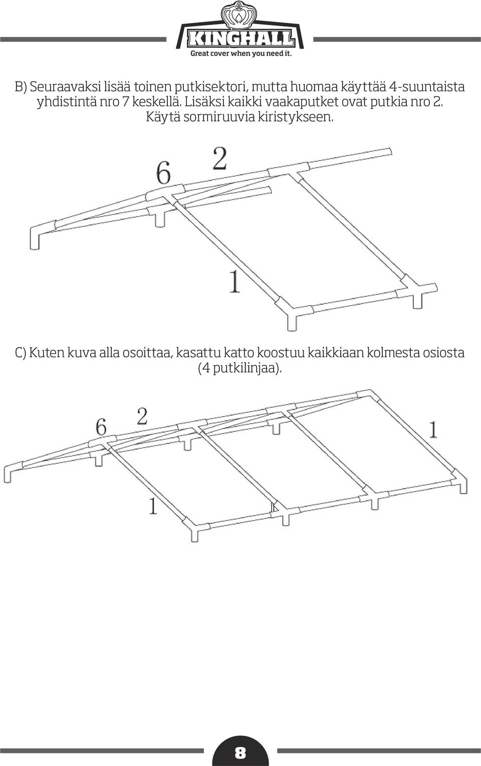 Lisäksi kaikki vaakaputket ovat putkia nro 2.