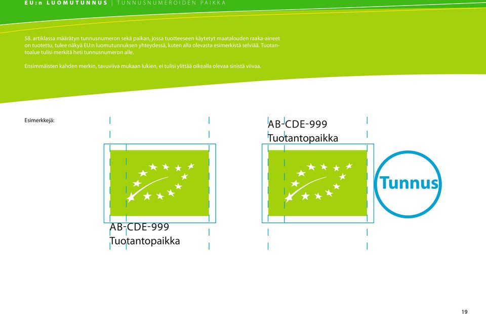 näkyä EU:n luomutunnuksen yhteydessä, kuten alla olevasta esimerkistä selviää.