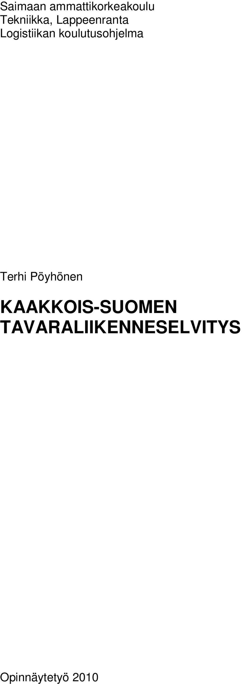 koulutusohjelma Terhi Pöyhönen