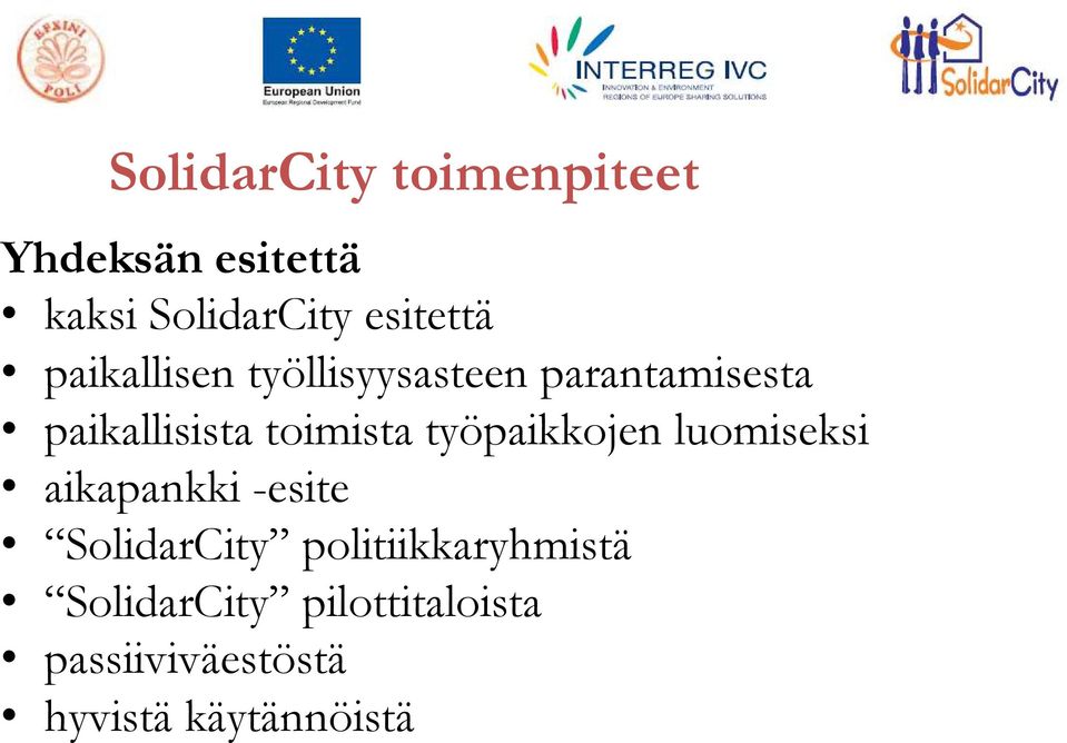 toimista työpaikkojen luomiseksi aikapankki -esite SolidarCity