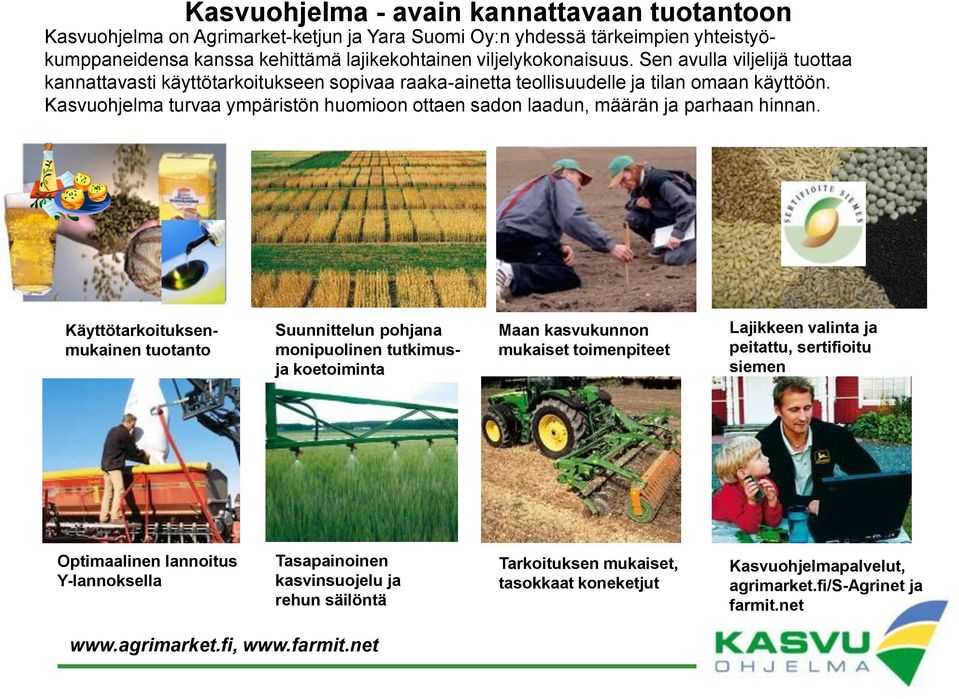 Kasvuohjelma turvaa ympäristön huomioon ottaen sadon laadun, määrän ja parhaan hinnan.
