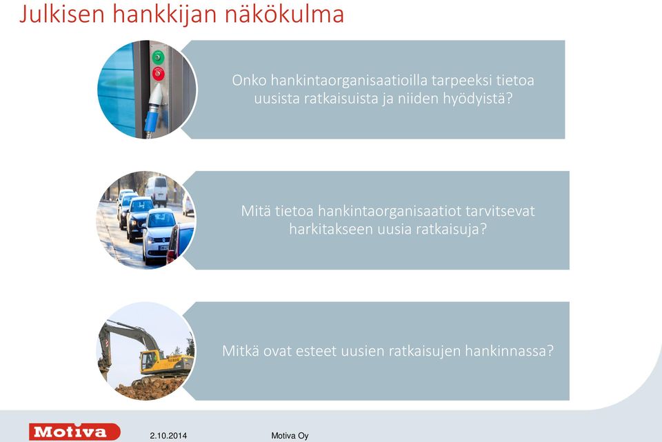 Mitä tietoa hankintaorganisaatiot tarvitsevat harkitakseen uusia