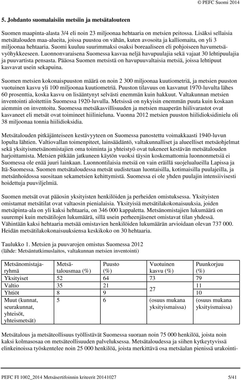 Suomi kuuluu suurimmaksi osaksi boreaaliseen eli pohjoiseen havumetsävyöhykkeeseen. Luonnonvaraisena Suomessa kasvaa neljä havupuulajia sekä vajaat 30 lehtipuulajia ja puuvartista pensasta.