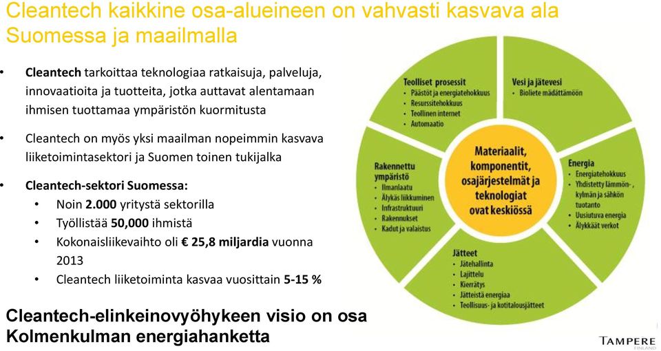 liiketoimintasektori ja Suomen toinen tukijalka Cleantech-sektori Suomessa: Noin 2.