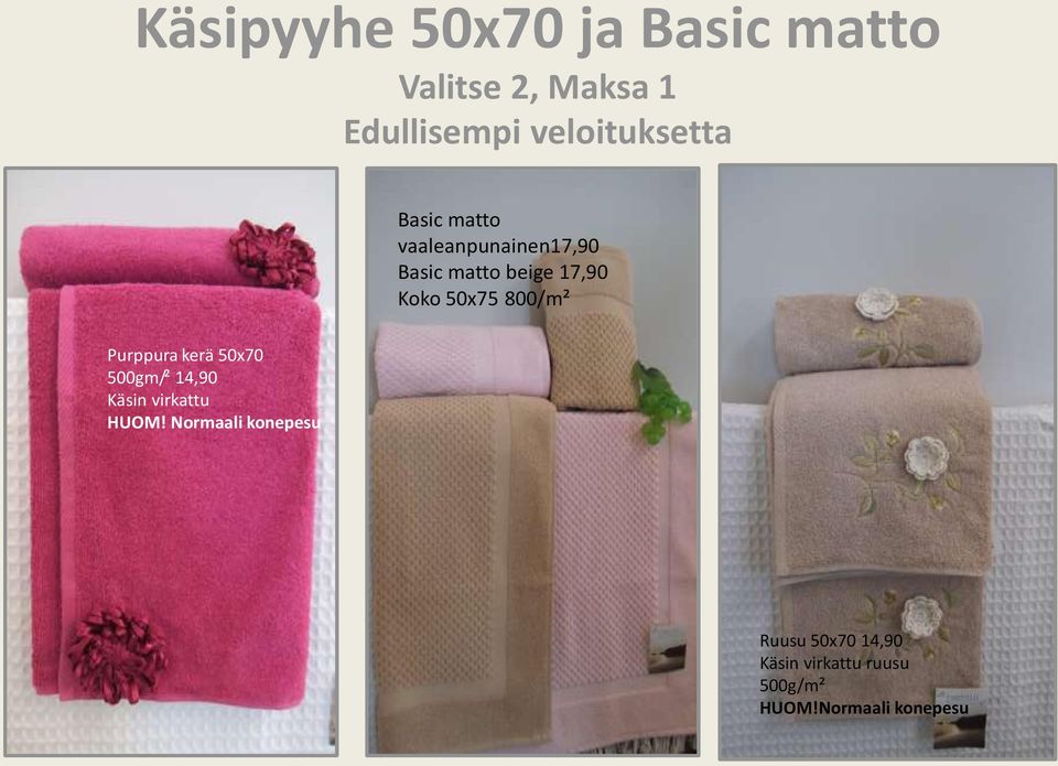 Koko 50x75 800/m² Purppura kerä 50x70 500gm/² 14,90 Käsin virkattu HUOM!