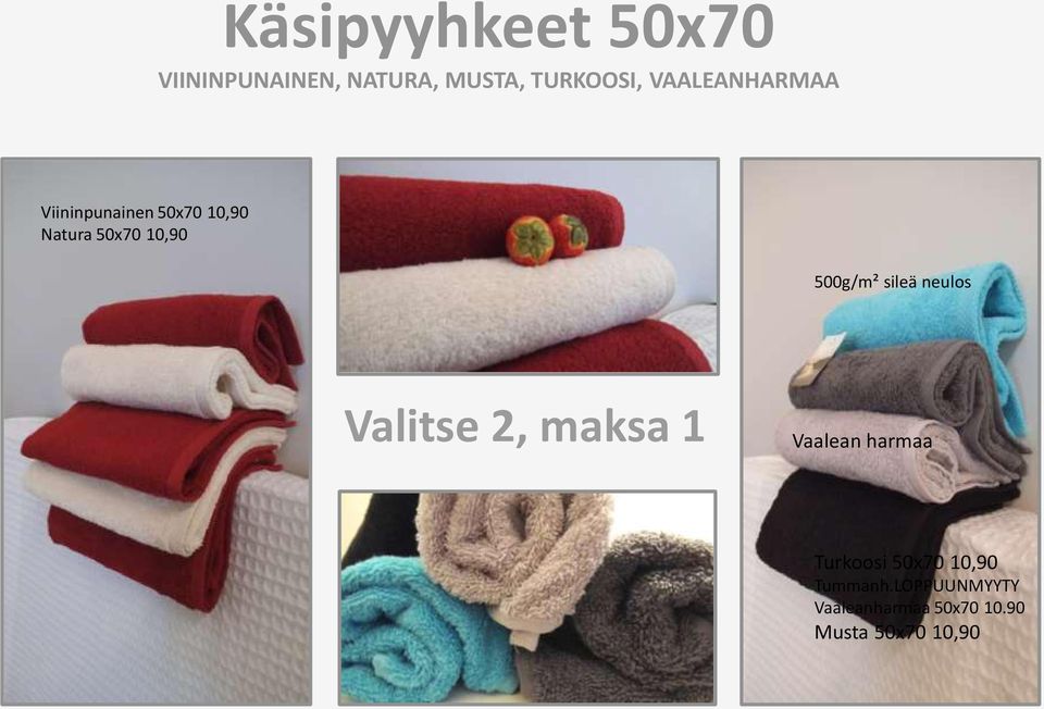 50x70 12,90 500g/m2 Valitse 2, maksa 1 500g/m² sileä neulos Vaalean harmaa