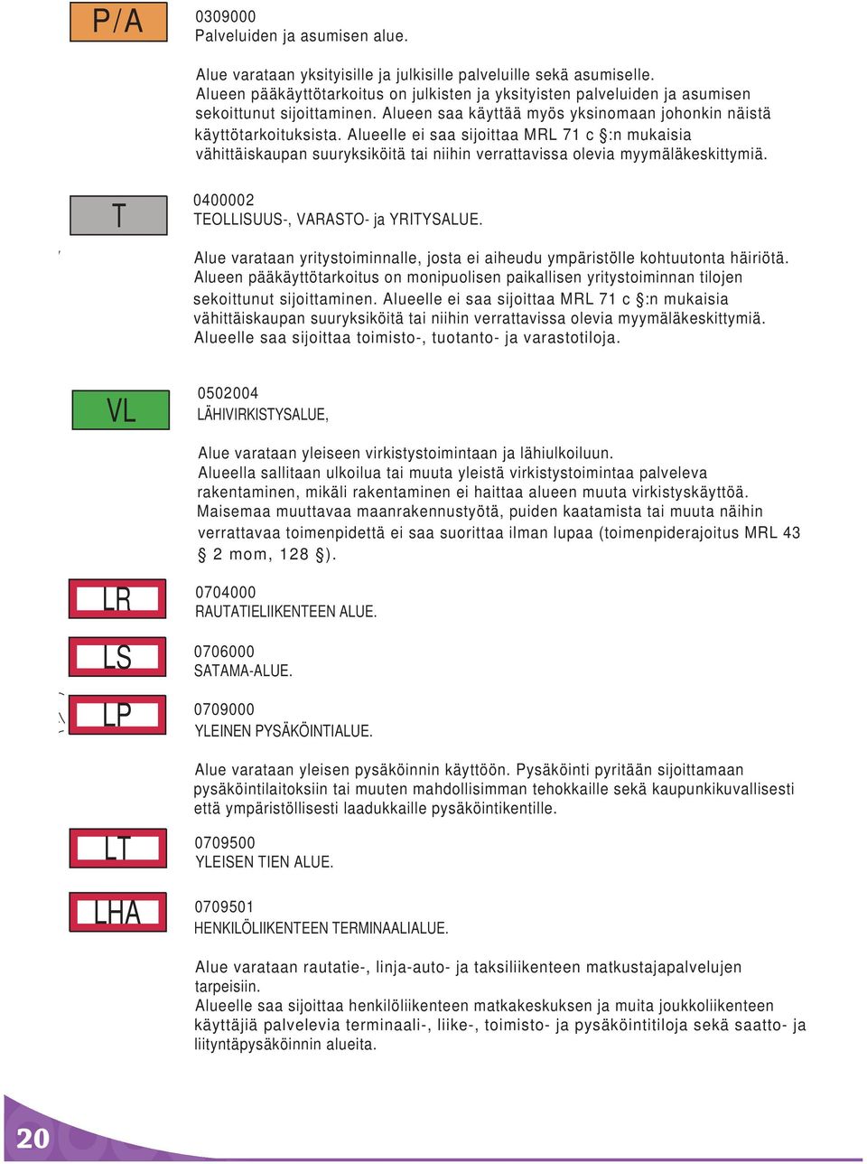 Alueelle ei saa sijoittaa MRL 71 c :n mukaisia vähittäiskaupan suuryksiköitä tai niihin verrattavissa olevia myymäläkeskittymiä. T 0400002 TEOLLISUUS-, VARASTO- ja YRITYSALUE.