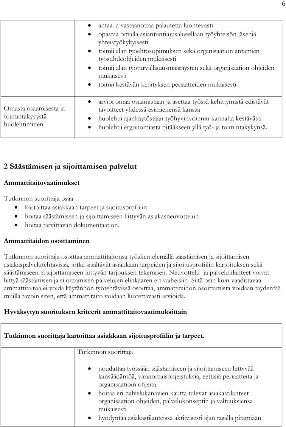 mukaisesti arvioi omaa osaamistaan ja asettaa työssä kehittymistä edistävät tavoitteet yhdessä esimiehensä kanssa huolehtii ajankäytöstään työhyvinvoinnin kannalta kestävästi huolehtii ergonomiasta