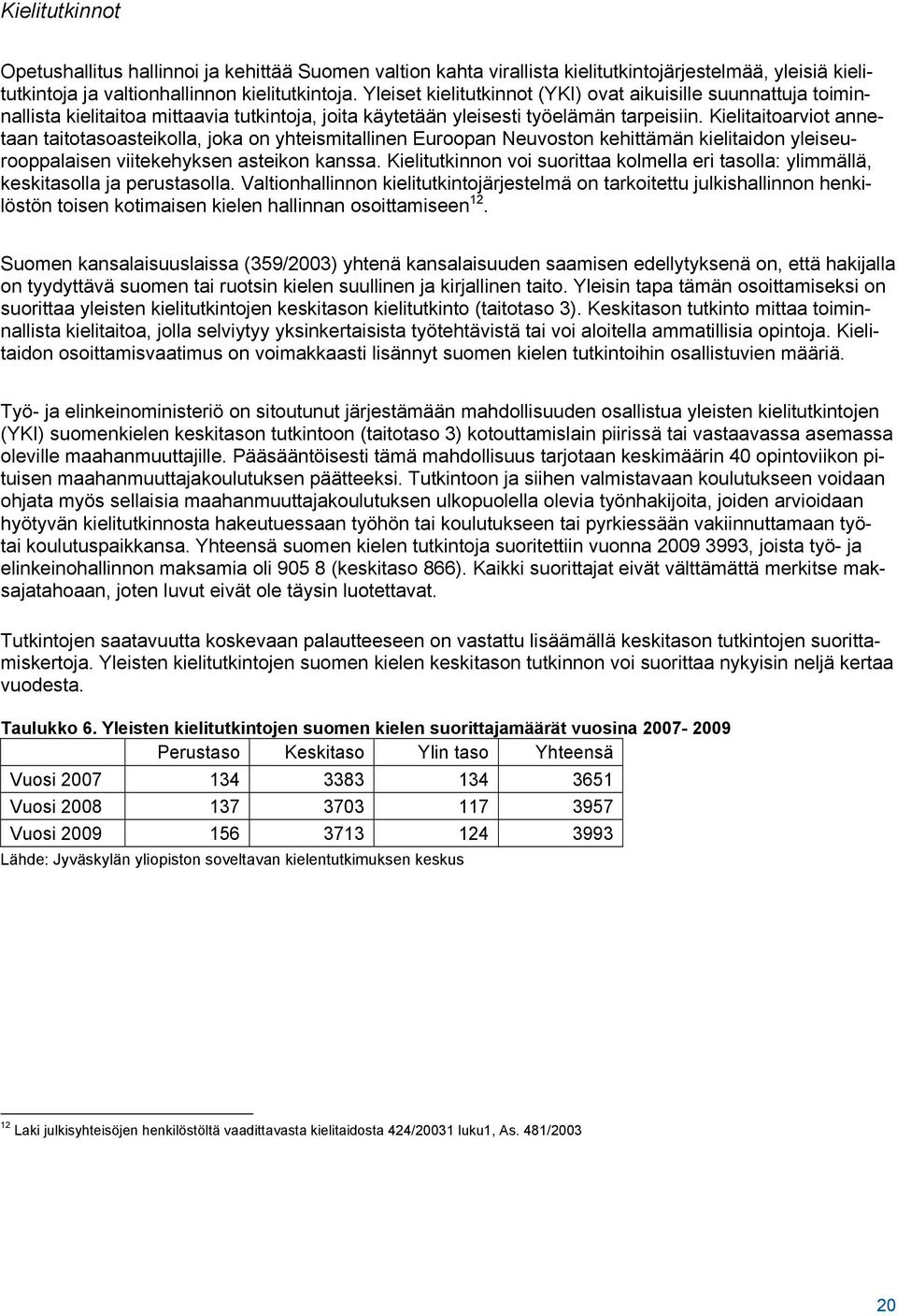 Kielitaitoarviot annetaan taitotasoasteikolla, joka on yhteismitallinen Euroopan Neuvoston kehittämän kielitaidon yleiseurooppalaisen viitekehyksen asteikon kanssa.