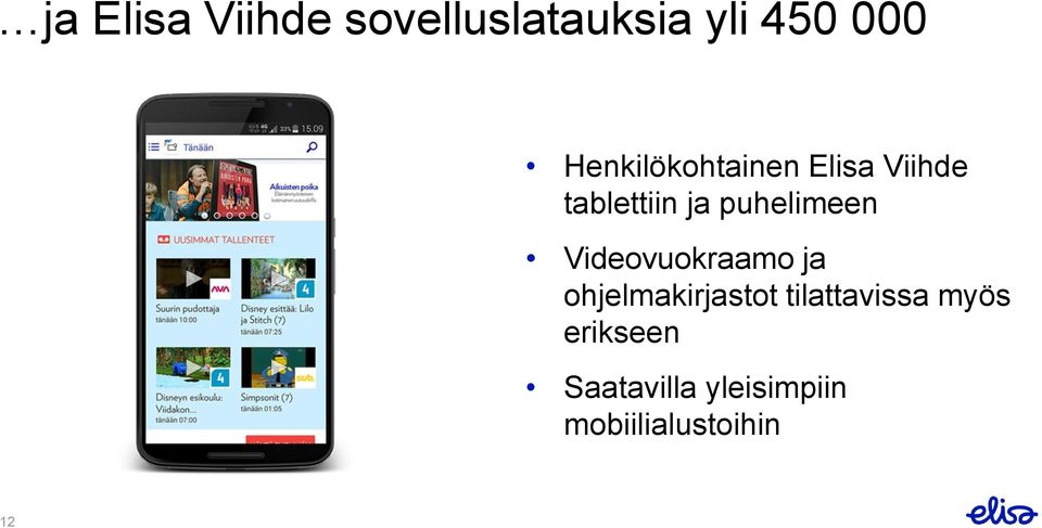 puhelimeen Videovuokraamo ja ohjelmakirjastot