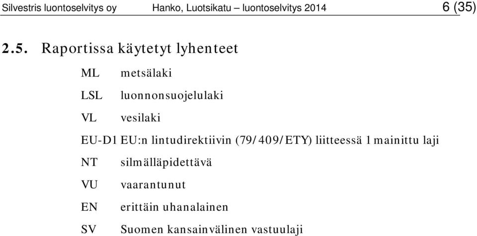 vesilaki EU-D1 EU:n lintudirektiivin (79/409/ETY) liitteessä 1 mainittu laji NT