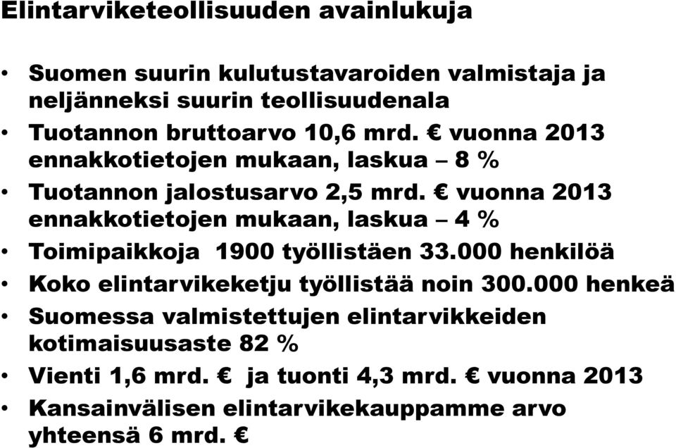 vuonna 2013 ennakkotietojen mukaan, laskua 4 % Toimipaikkoja 1900 työllistäen 33.