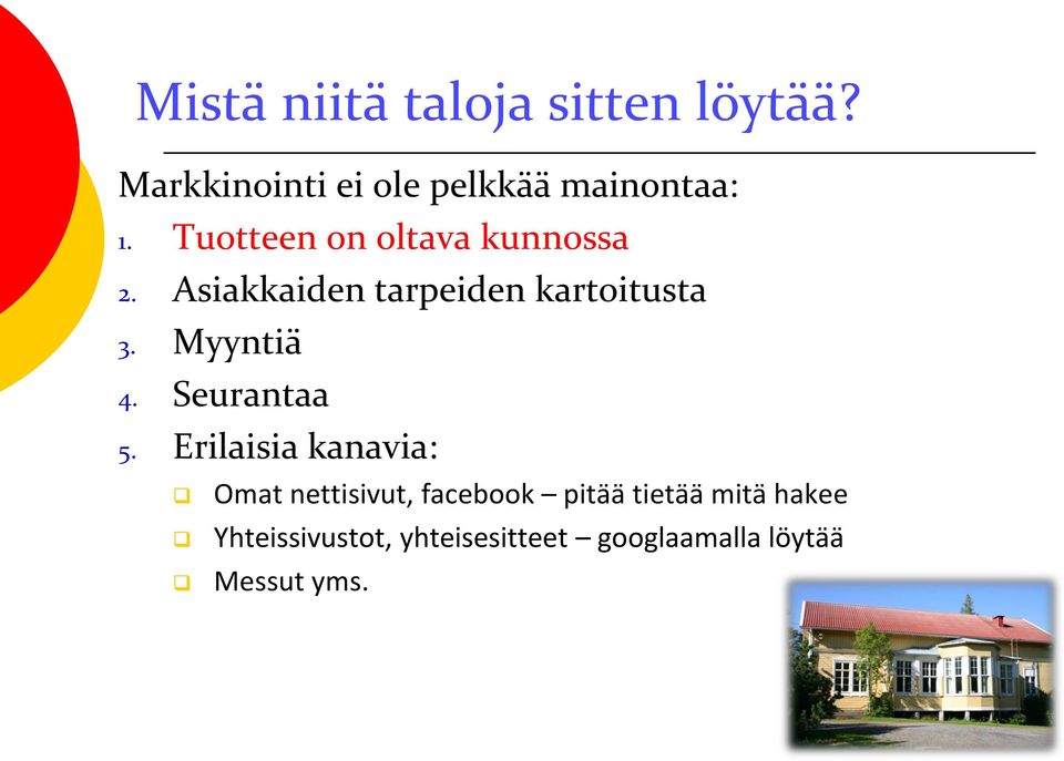 Myyntiä 4. Seurantaa 5.